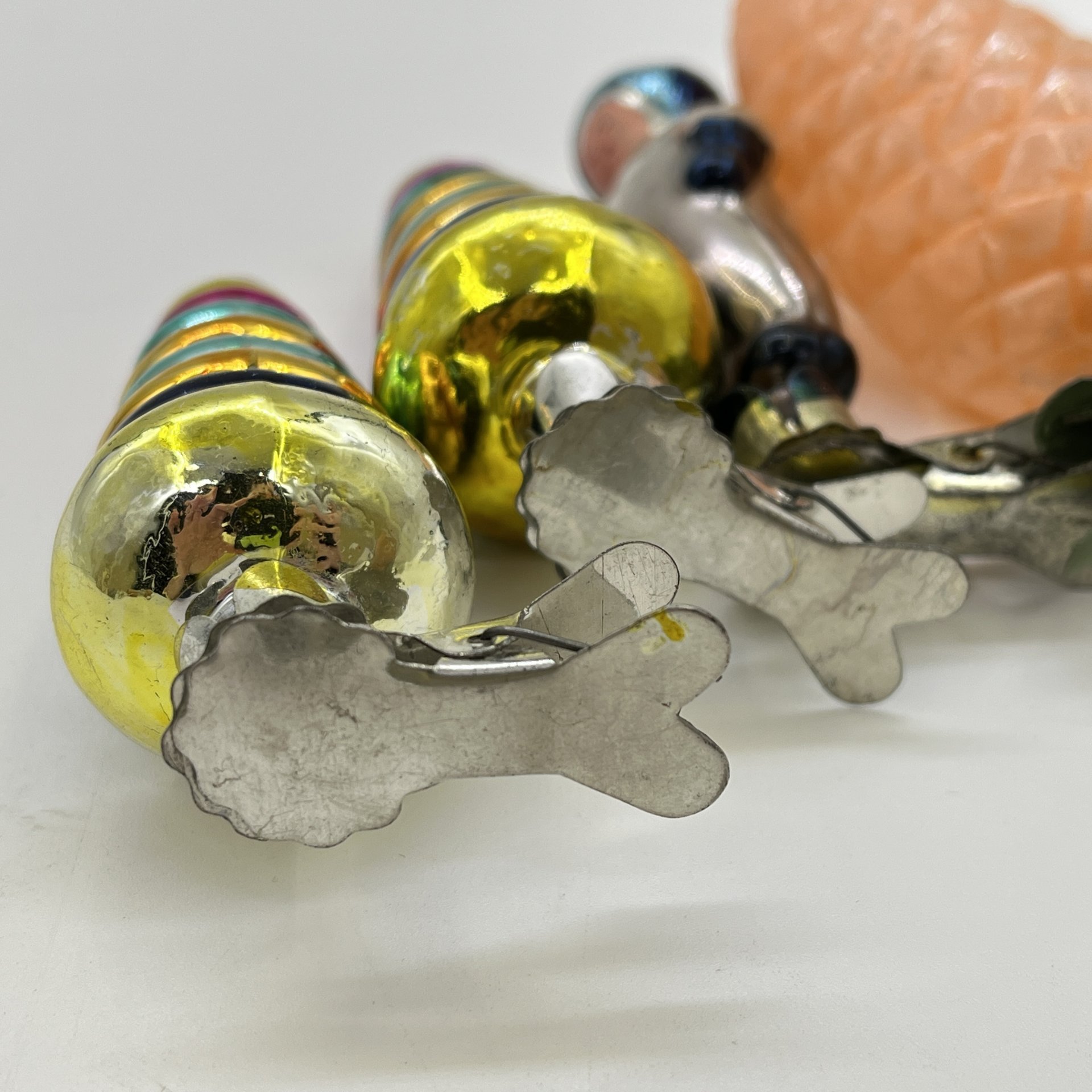 Набор ёлочных игрушек различных форм и расцветок (6 шт.), стекло, краска, металл, СССР, 1960-1980 гг.