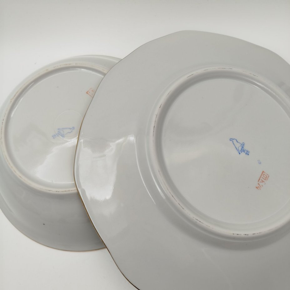 Набор сервировочный "Астры" (7 предметов), фарфор, деколь, золочение, Дулевский фарфоровый завод (Дулёво), СССР, 1968-1991 гг.