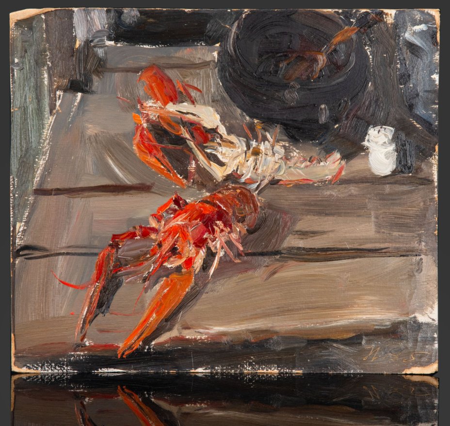 Картина "Раки", художник Репин Николай Никитович (1932-2023 гг.), картон, масло, СССР, 1959 г.