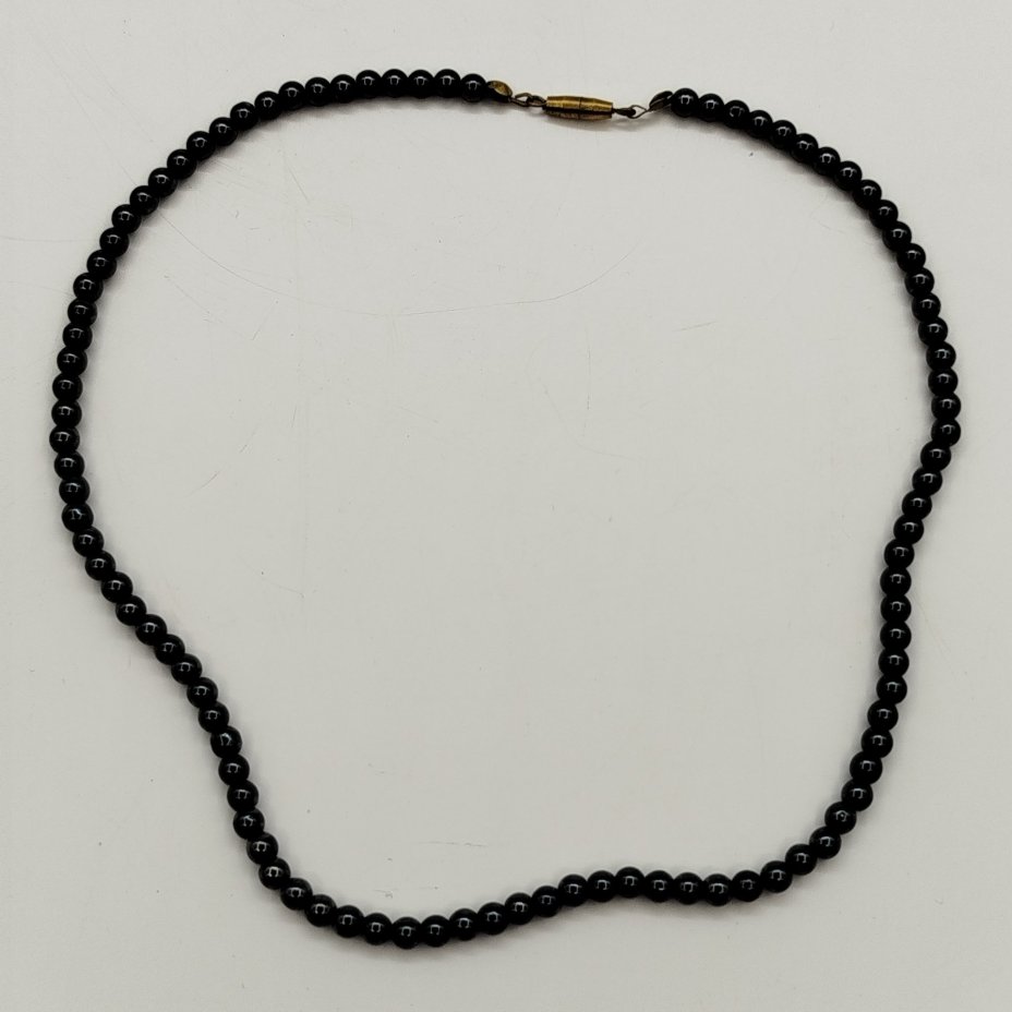 Бусы с бусинами круглой формы, гематит, металл
