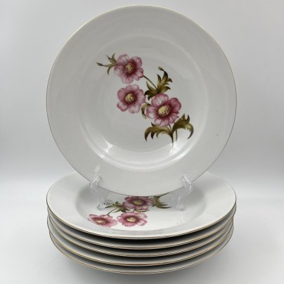 Набор суповых (глубоких) тарелок с цветочным декором на 6 персон