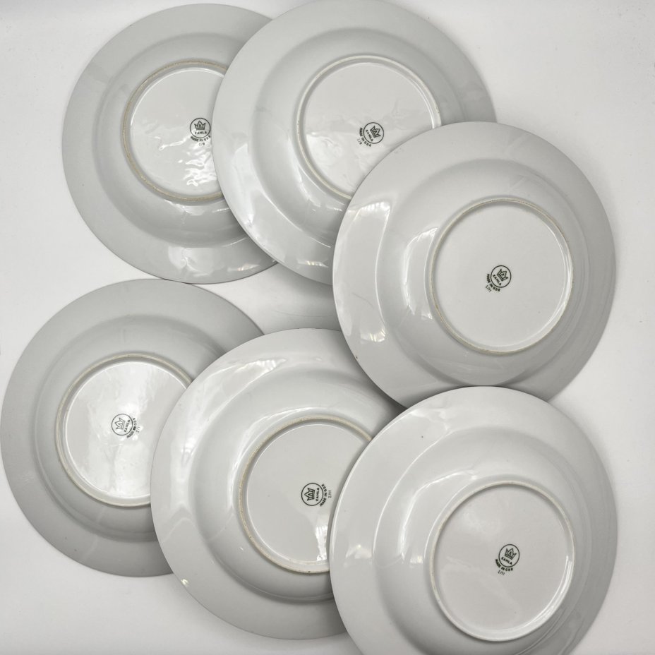 Набор суповых (глубоких) тарелок с цветочным декором на 6 персон