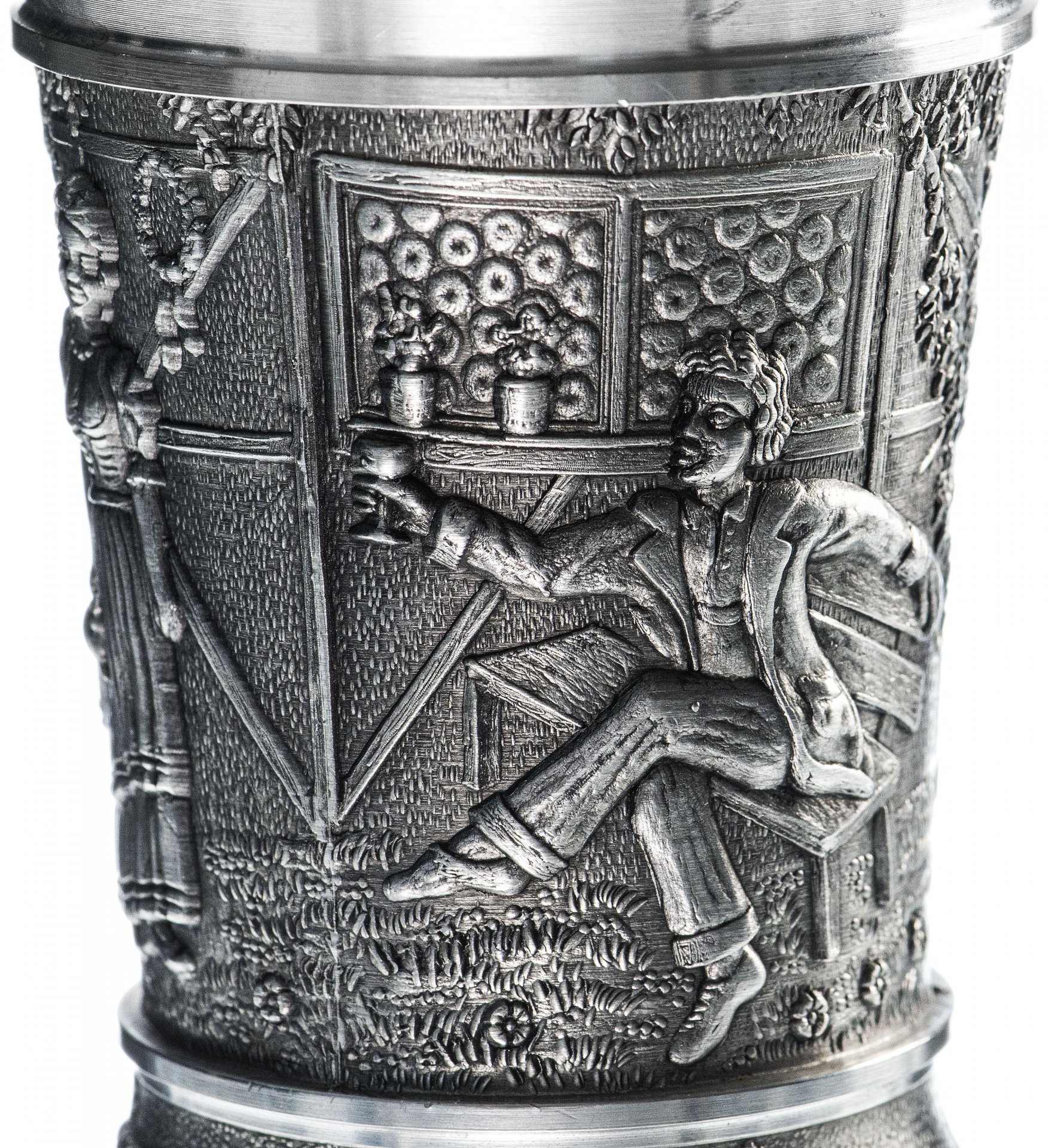 Бокал для вина "В трактире", олово, Германия, 1970-1990 гг.
