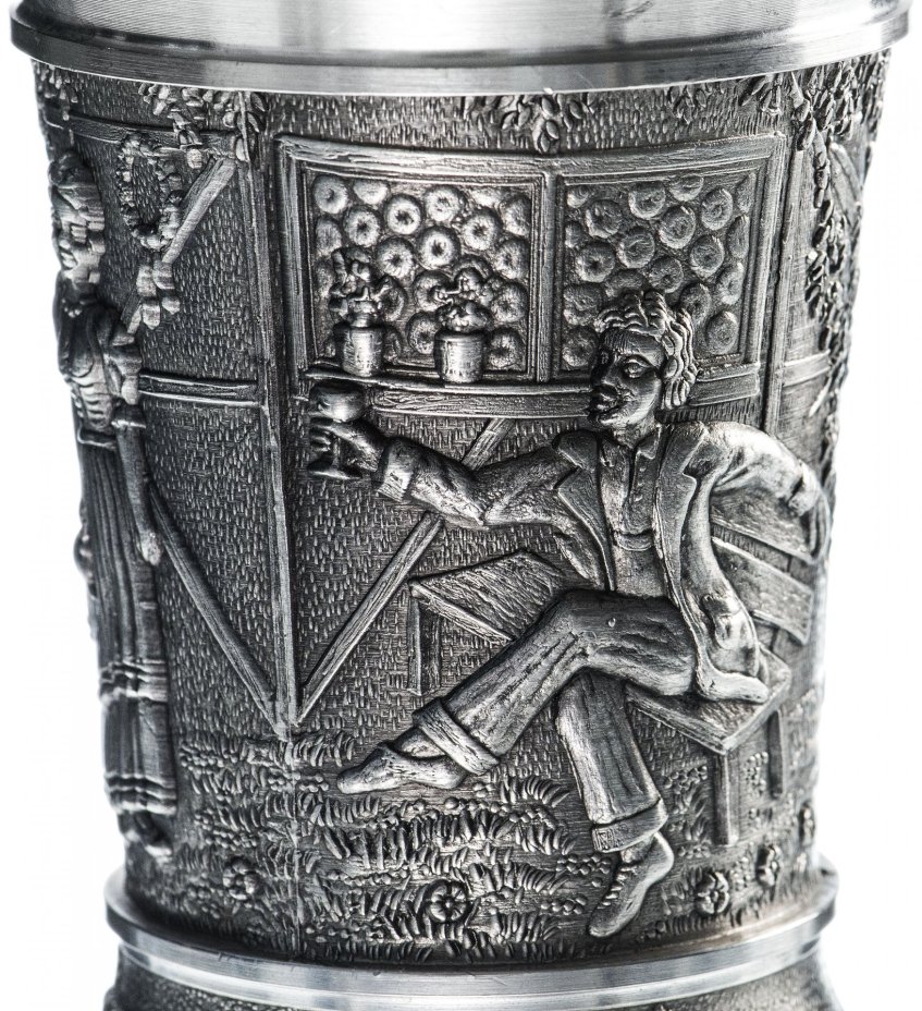 Бокал для вина "В трактире", олово, Германия, 1970-1990 гг.