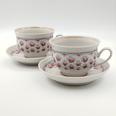 Набор из 2-х чайных пар, украшенных цветочным декором