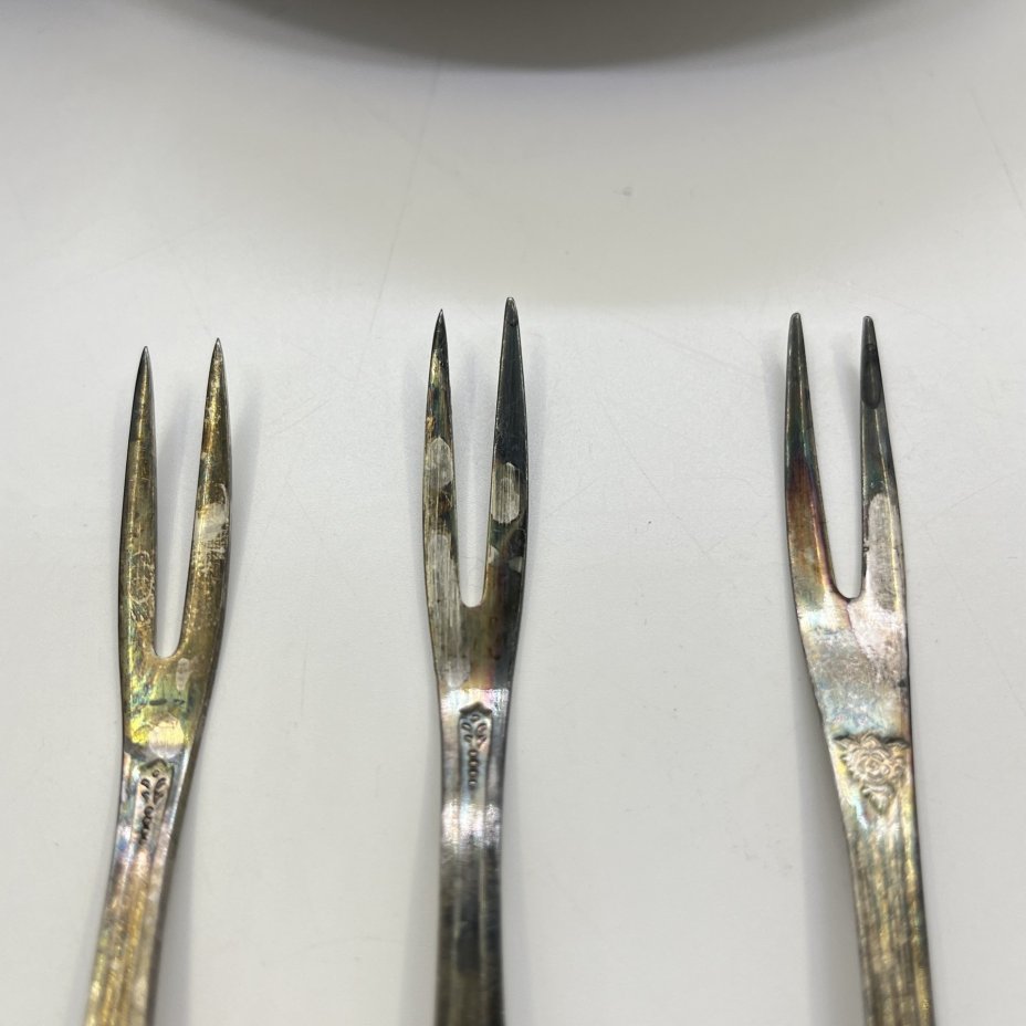 Набор из 3 вилок для лимона, мельхиор (медь-никель), Кольчугинский завод цветных металлов, 1960-1980 гг.