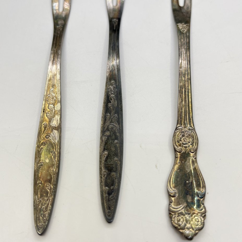 Набор из 3 вилок для лимона, мельхиор (медь-никель), Кольчугинский завод цветных металлов, 1960-1980 гг.