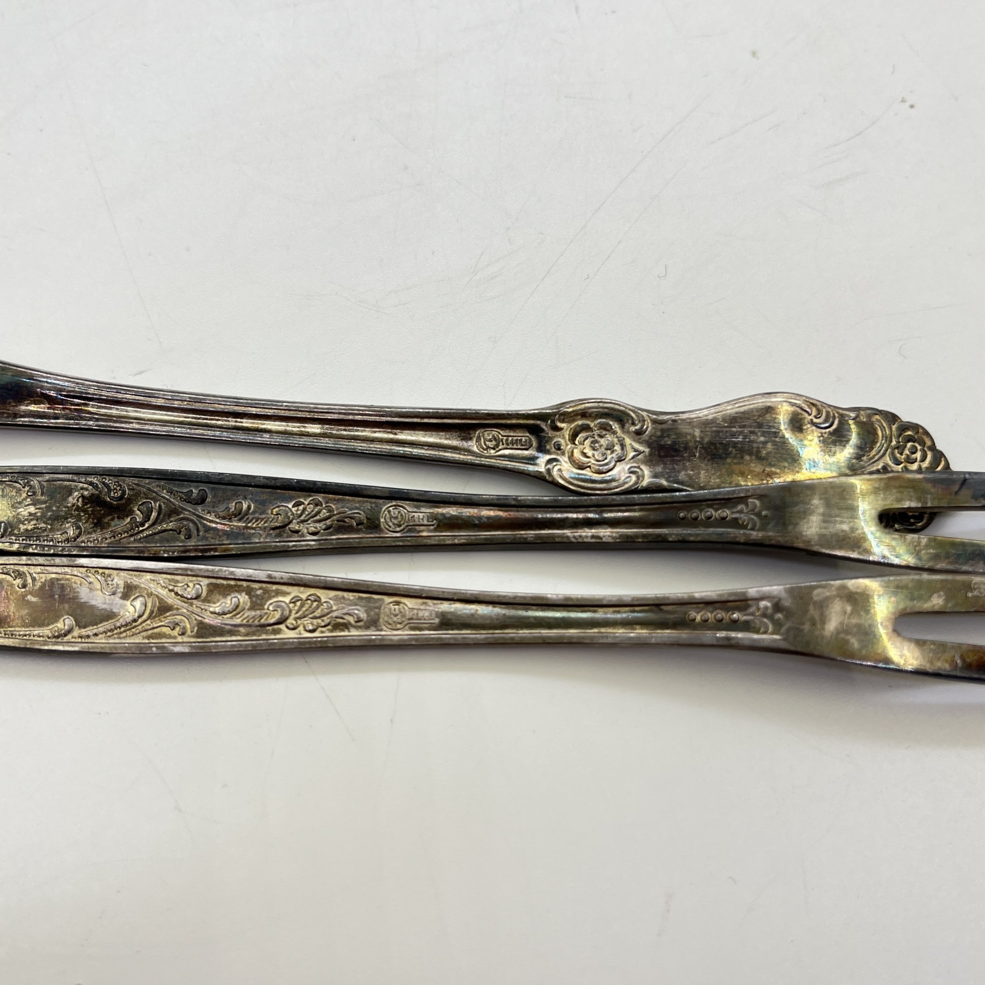 Набор из 3 вилок для лимона, мельхиор (медь-никель), Кольчугинский завод цветных металлов, 1960-1980 гг.