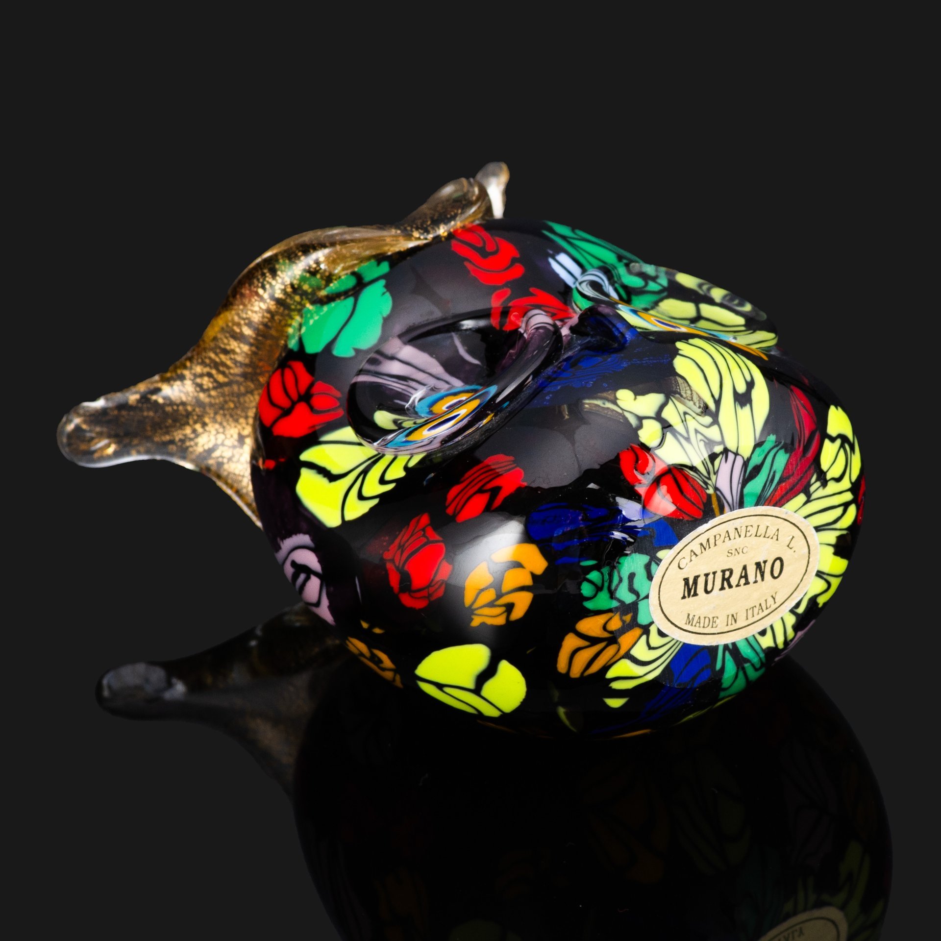 Статуэтка (пресс-папье) "Сова", Campanella L., стекло, миллефиори, Gold Leaf (декоративная техника с добавлением золотого листа), Муранское стекло, Муранское стекло
