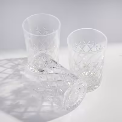 Набор стаканов на 3 персоны, хрусталь, алмазная грань, СССР, 1970-1990 гг.