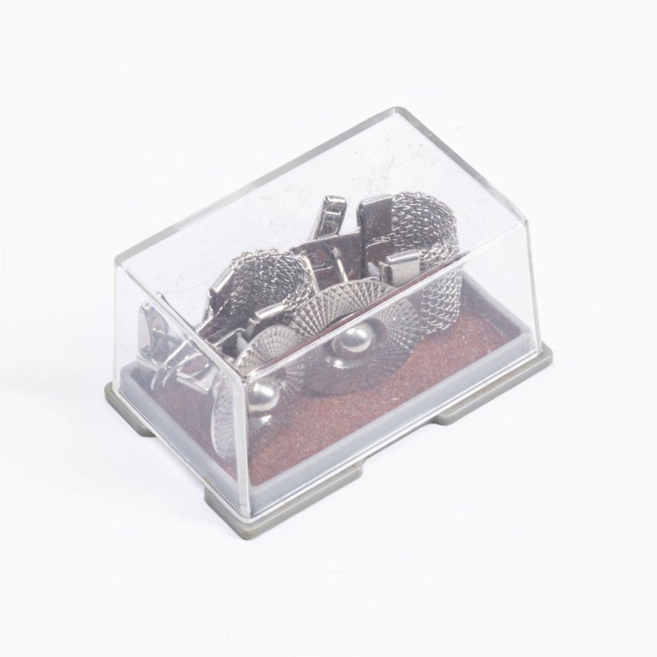 Запонки в родной коробке, металл, золочение, СССР, 1970-1990 гг.