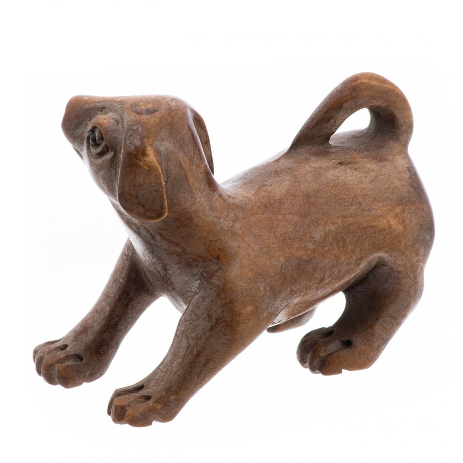 Нэцкэ (статуэтка) "Собака", дерево, оникс, резьба, тонировка, Япония, 1970-1990 гг.