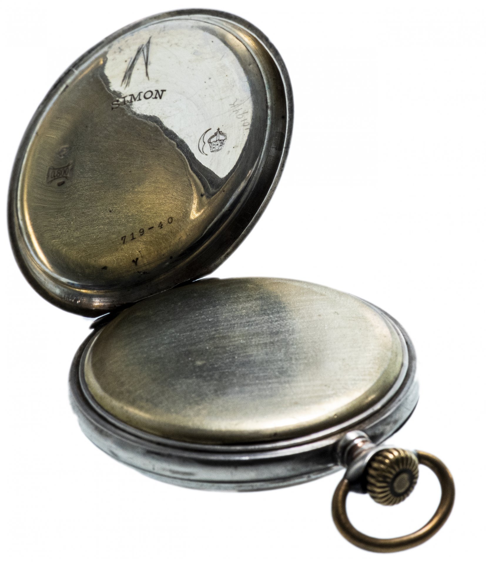 Часы карманные, серебро 800 пр., фирма "Simon PWC", Швейцария, 1950-1970 гг.