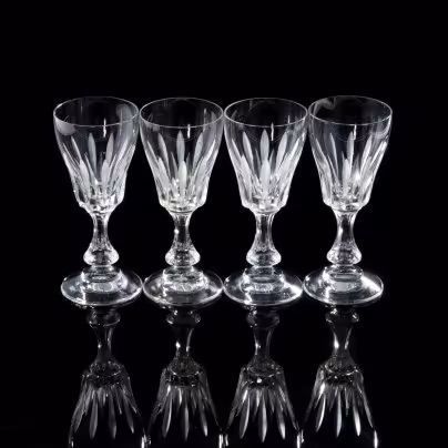 Набор из 4 рюмок с резным декором, стекло,  СССР, 1970-1990 гг.