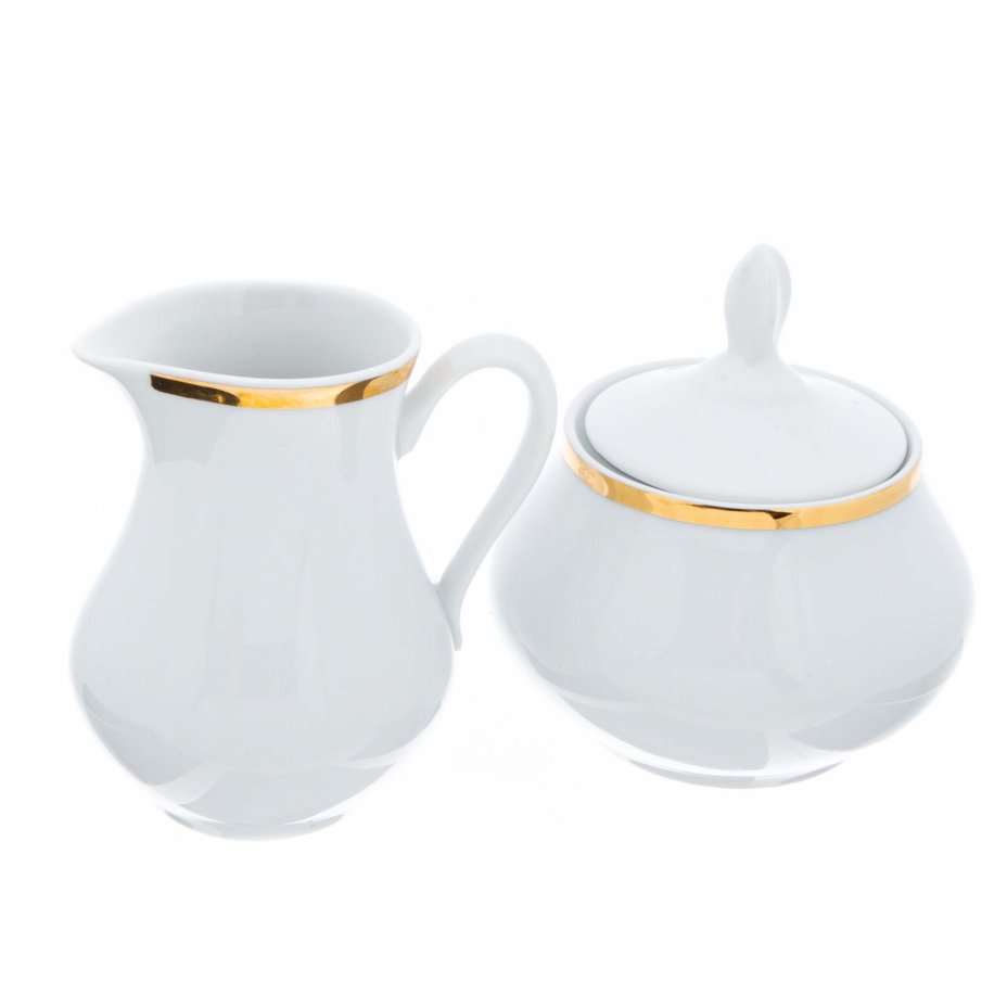 Кофейный сервиз "Ангелика" с золотыми лентами на 4 персоны ( 11 предметов), фарфор, деколь, золочение, фабрика "Thun", Чехословакия, 1961-1980 гг., Thun (Тун)