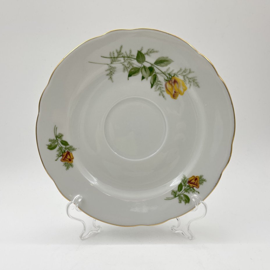 Набор сервировочный "Желтая роза" (8 предметов), фарфор, деколь, золочение, Kahla, ГДР, 1970-1980 гг.
