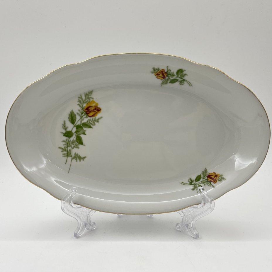 Набор сервировочный "Желтая роза" (8 предметов), фарфор, деколь, золочение, Kahla, ГДР, 1970-1980 гг.