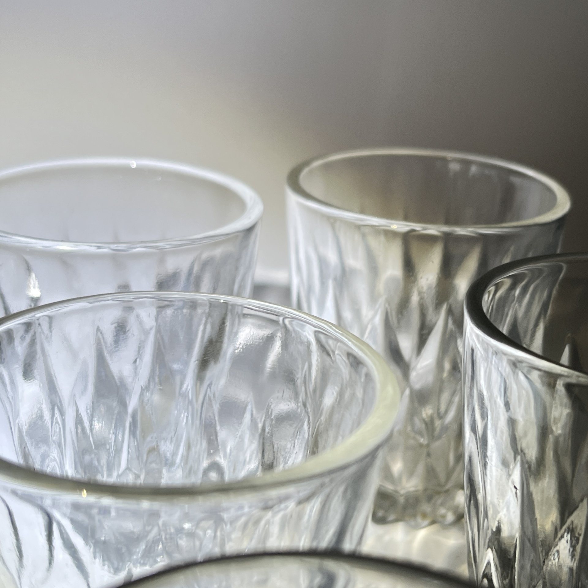 Набор из 6 стопок с рельефным декором, стекло, пресс, СССР, 1970-1990 гг.