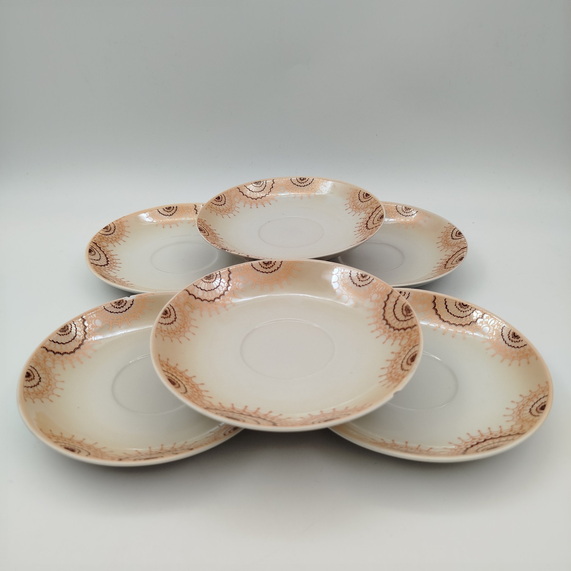 Набор из шести чайных пар "Золотой веер", в оригинальной коробке