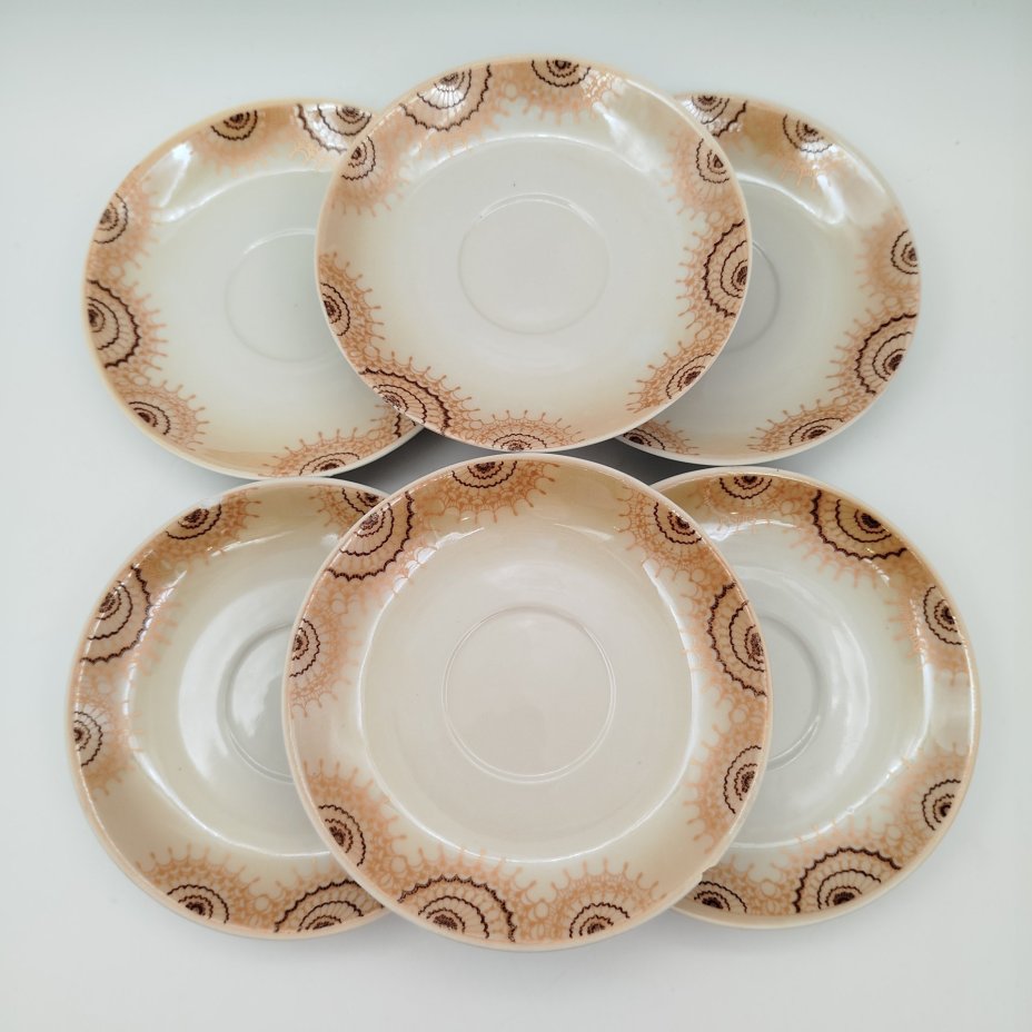 Набор из шести чайных пар "Золотой веер", в оригинальной коробке