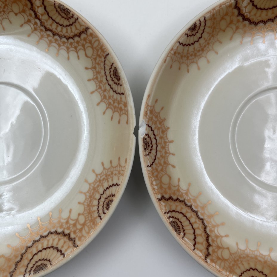 Набор из шести чайных пар "Золотой веер", в оригинальной коробке