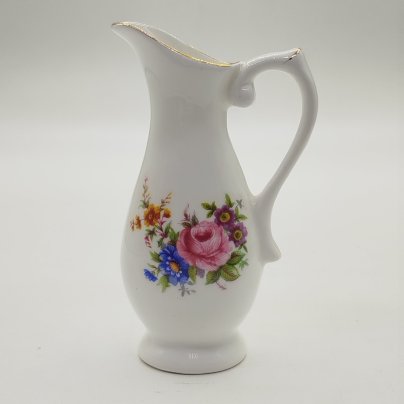 Кувшин миниатюрный с цветочным декором, фарфор, деколь, золочение, Hitkari Potteries, Индия, 1990-2010 гг.