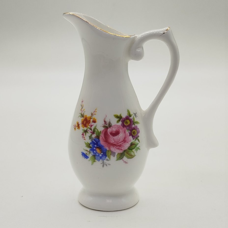 Кувшин миниатюрный с цветочным декором, фарфор, деколь, золочение, Hitkari Potteries, Индия, 1990-2010 гг.