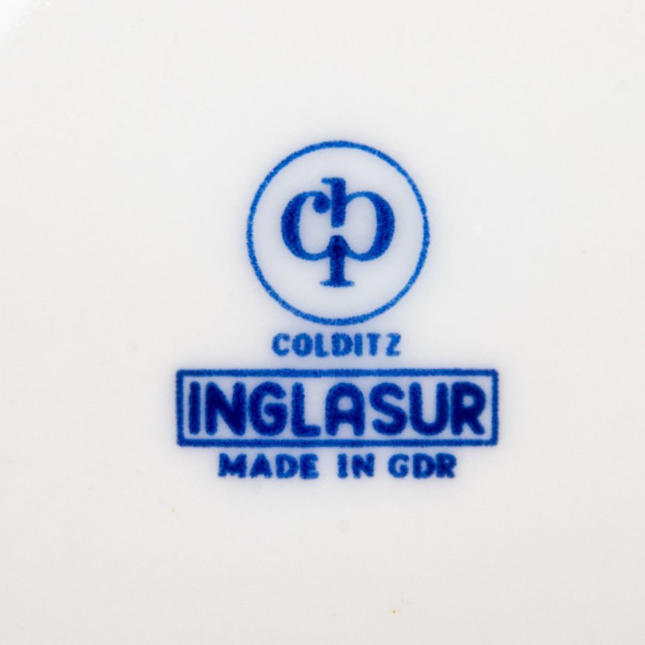 Набор посуды с декором в виде сельского пейзажа (10 предметов), фарфор, деколь, Colditz (Кольдиц), ГДР, 1960-1990 гг.