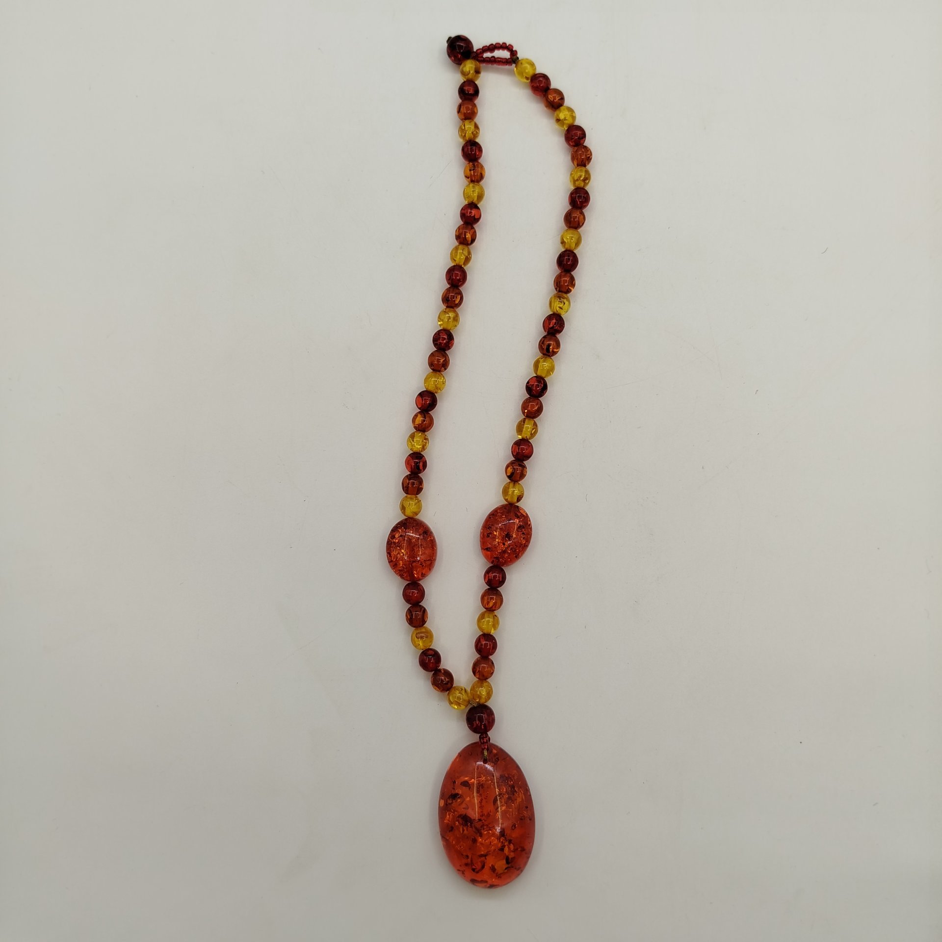 Бусы с крупной подвеской, янтарь, СССР, 1980-1990 гг.