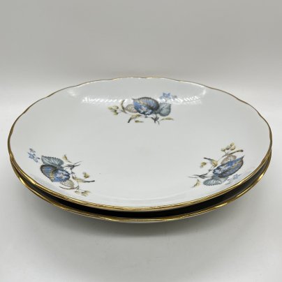 Набор из 2 больших сервировочных блюд с растительным декором, фарфор, деколь, золочение, Добрушский фарфоровый завод, СССР, 1978-1991 гг.