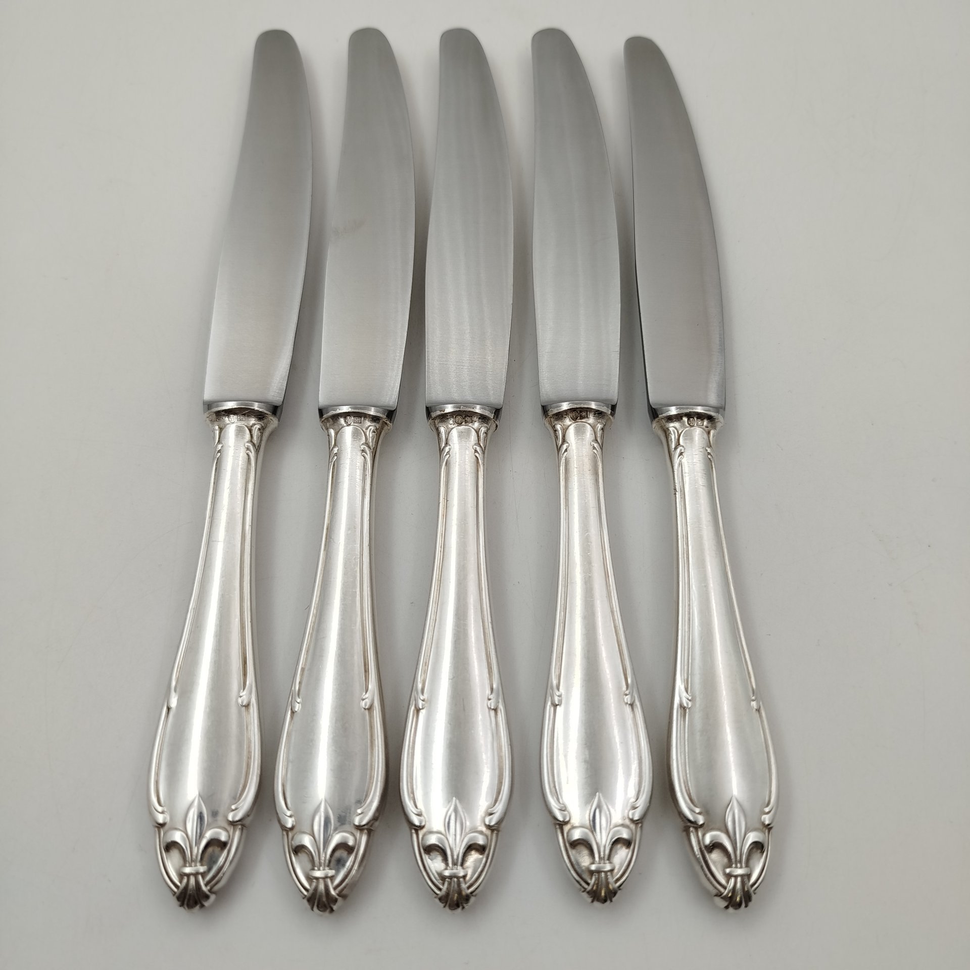 Набор столовых ножей на 5 персон, J. A. Henckels Solingen, металл, серебрение, Германия, 1900-1930 гг.