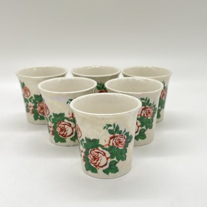 Набор из 6 стопок с декором "Роза", фарфор, деколь, люстр, Горьковский ордена Трудового Красного Знамени завод «Орбита», СССР, 1970-1980 гг.