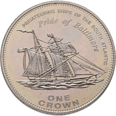Тристан-да-Кунья 1 крона (crown) 2006 Корабли-приватиры Южной Атлантики - "Pride of Baltimore"
