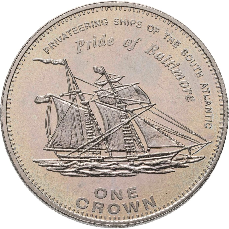 Тристан-да-Кунья 1 крона (crown) 2006 Корабли-приватиры Южной Атлантики - "Pride of Baltimore"