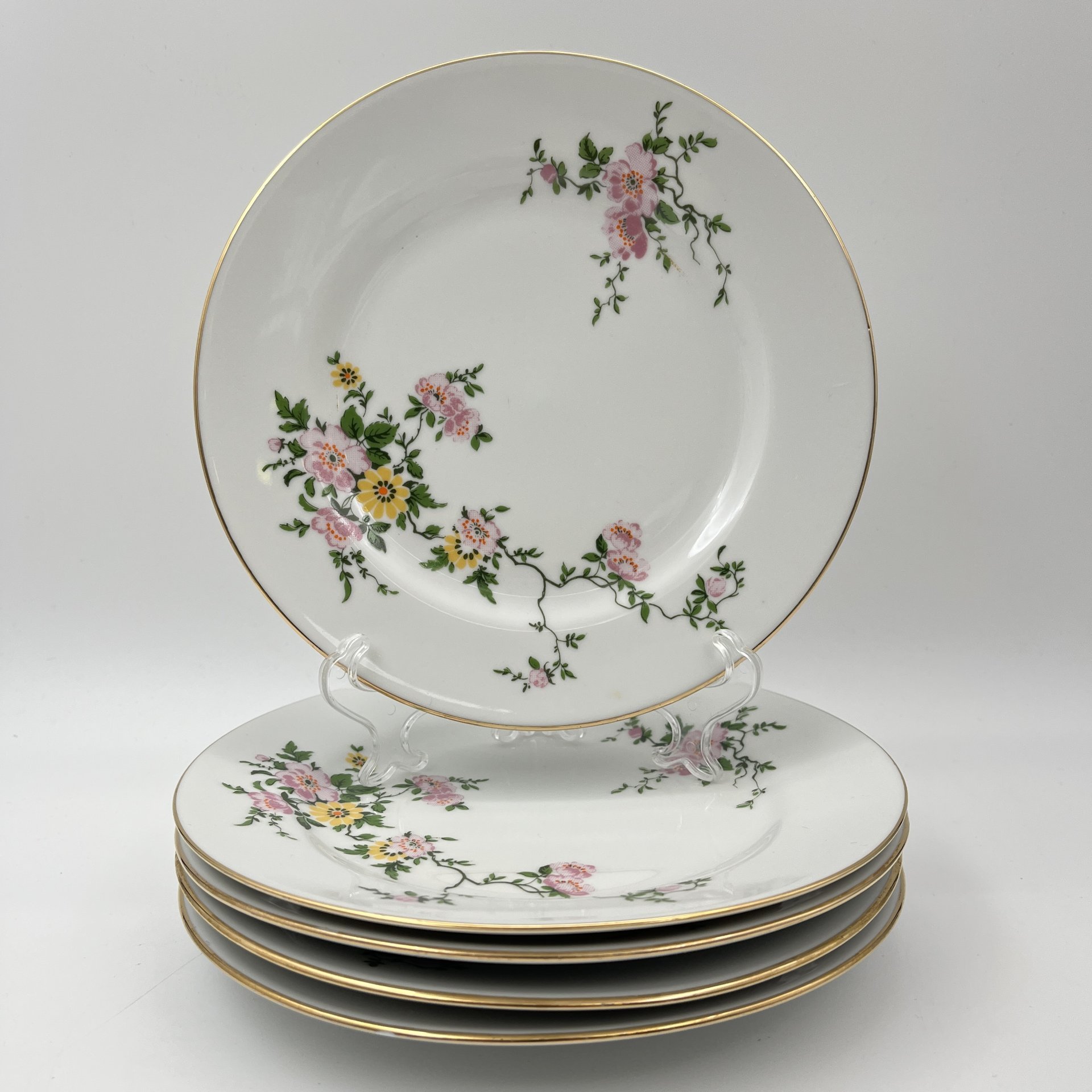 Набор десертных тарелок с цветочным декором на 5 персон