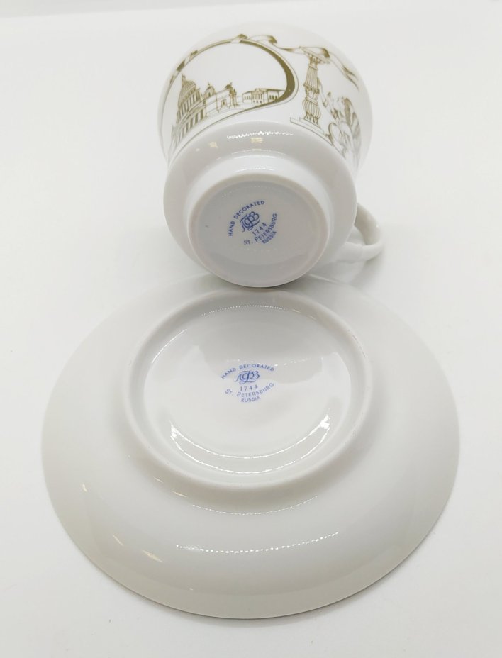 Пара чайная "Исаакиевский собор" (форма "Банкетная"), Императорский фарфоровый завод (ИФЗ)