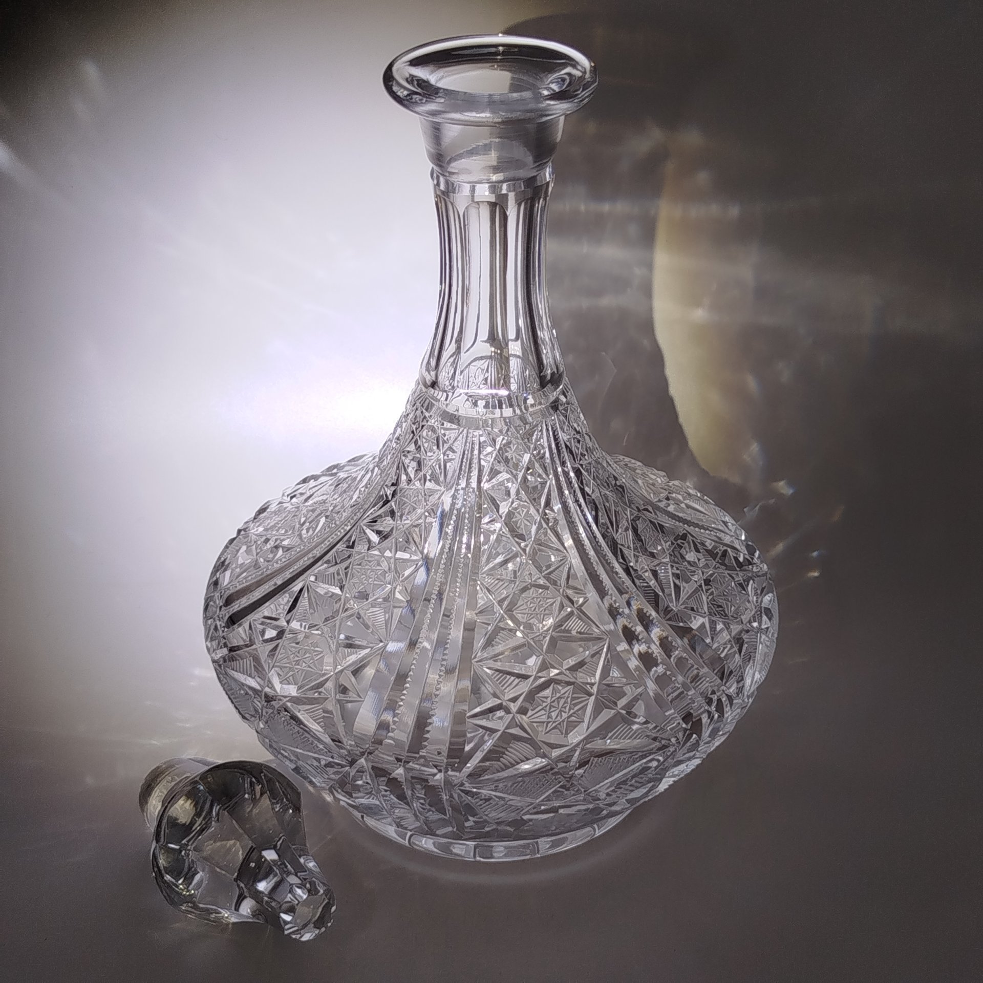 Графин для вина "Морской", хрусталь, алмазная грань, Гусевской хрустальный завод (Гусь-Хрустальный), СССР, 1970-1990 гг.