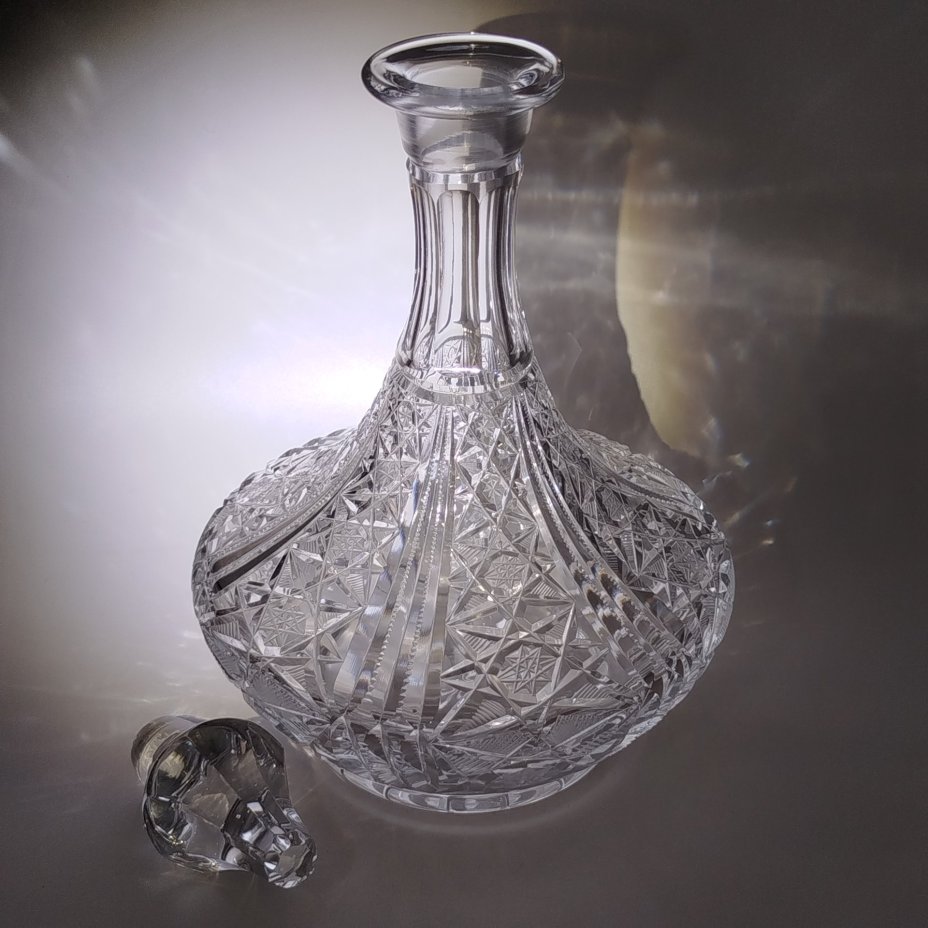 Графин для вина "Морской", хрусталь, алмазная грань, Гусевской хрустальный завод (Гусь-Хрустальный), СССР, 1970-1990 гг.