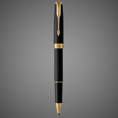 Ручка роллер Parker Sonnet Matte Black GT, стержень: F, цвет чернил: black, в подарочной упаковке, Лаки и смолы: лак, латунь, нержавеющая сталь, палладий