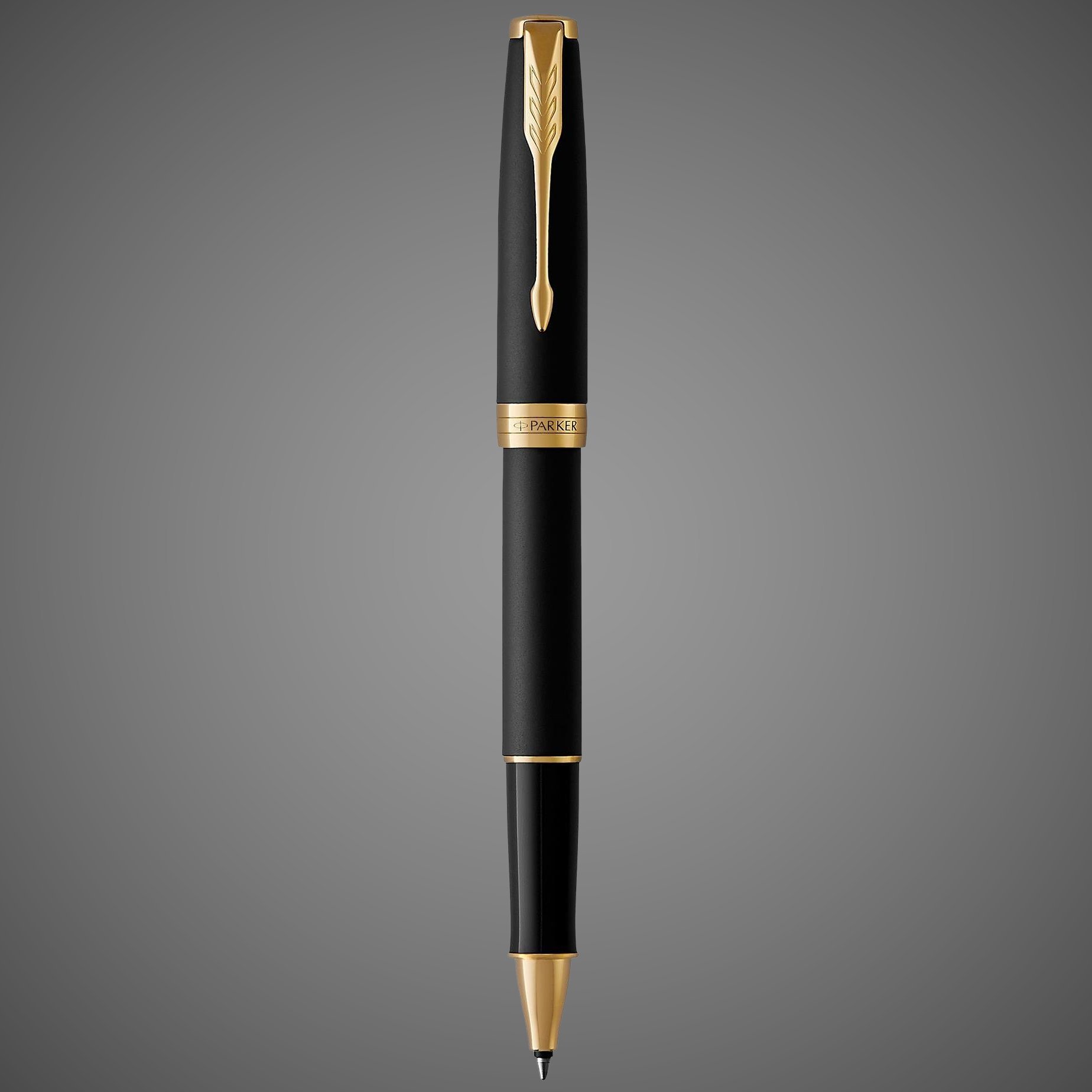 Ручка роллер Parker Sonnet Matte Black GT, стержень: F, цвет чернил: black, в подарочной упаковке, Лаки и смолы: лак, латунь, нержавеющая сталь, палладий