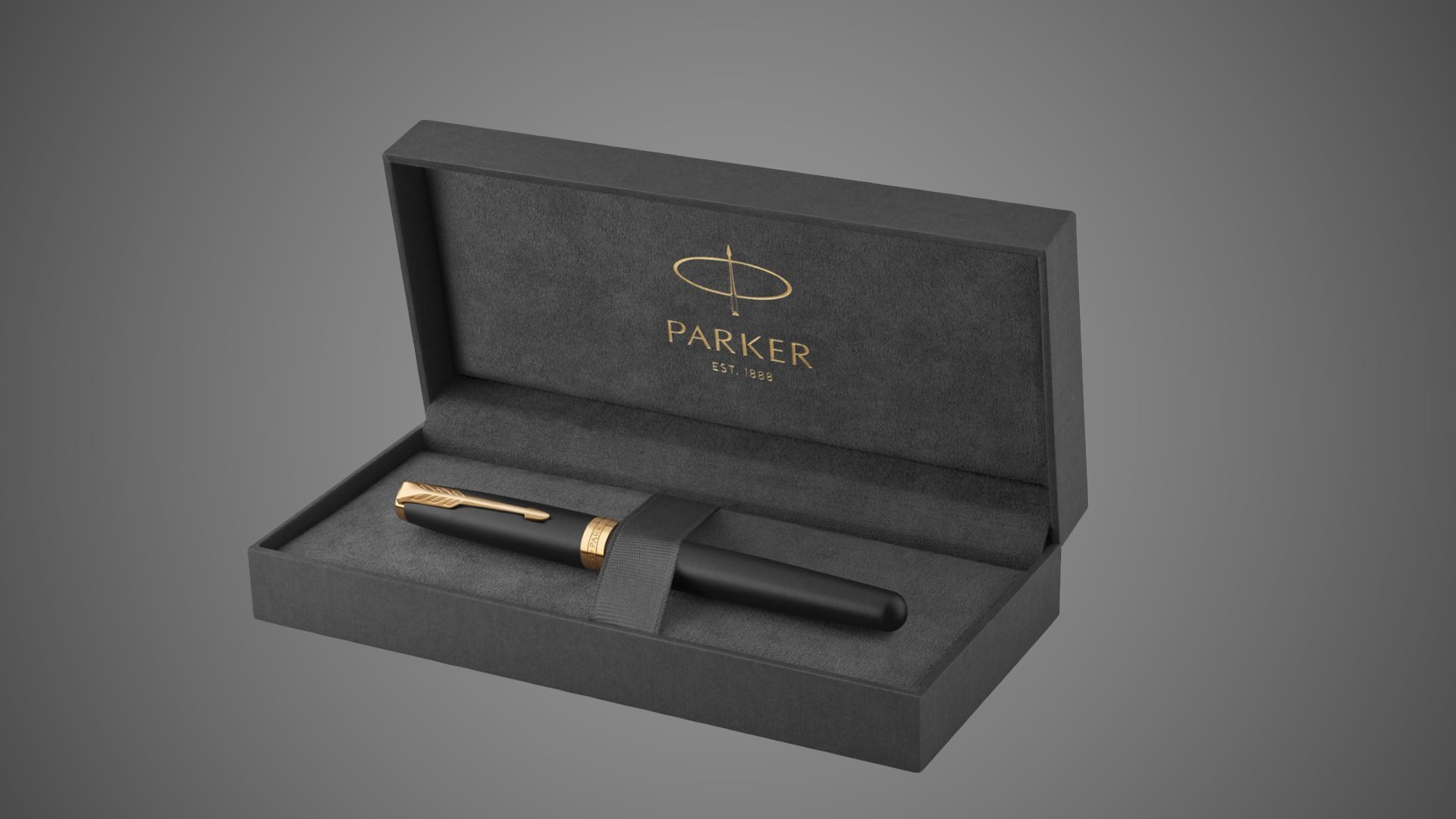 Ручка роллер Parker Sonnet Matte Black GT, стержень: F, цвет чернил: black, в подарочной упаковке, Лаки и смолы: лак, латунь, нержавеющая сталь, палладий