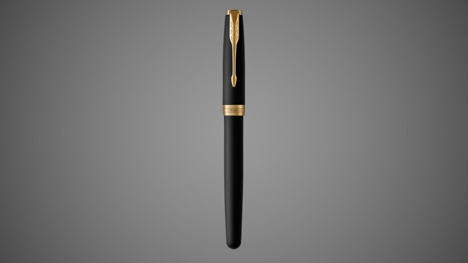 Ручка роллер Parker Sonnet Matte Black GT, стержень: F, цвет чернил: black, в подарочной упаковке, Лаки и смолы: лак, латунь, нержавеющая сталь, палладий