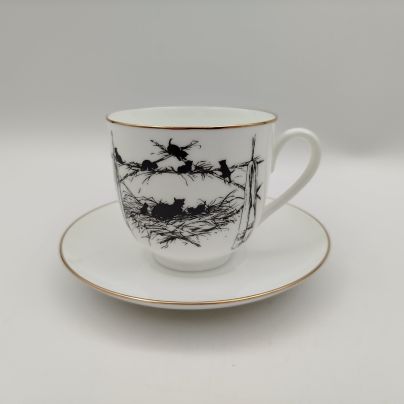 Пара кофейная "Елизавета Бем, силуэты из собрания государственного русского музея", фарфор, деколь, Императорский фарфоровый завод (ИФЗ), Российская Федерация, 2012-2020 гг.