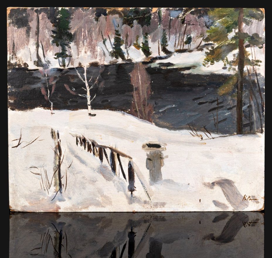 Картина "Берега", художник Репин Николай Никитович (1932-2023 гг.), картон, масло, СССР, 1988 г.