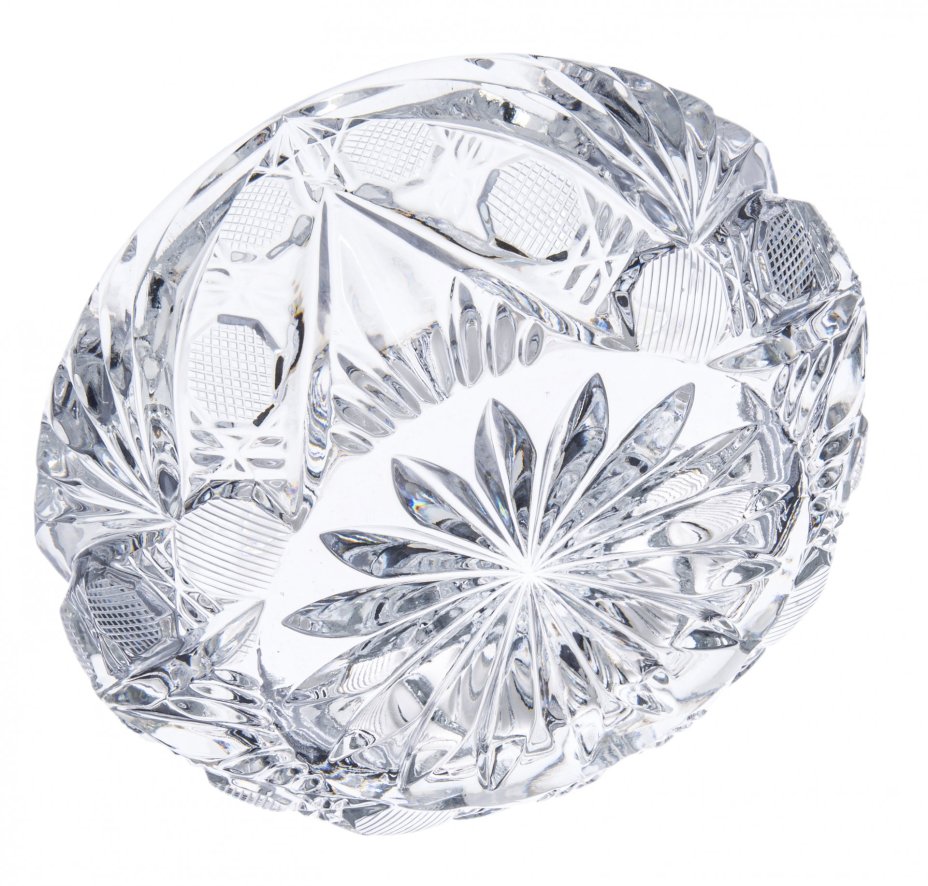 Пепельница массивная с рельефным декором, стекло, СССР, 1970-1990 гг.