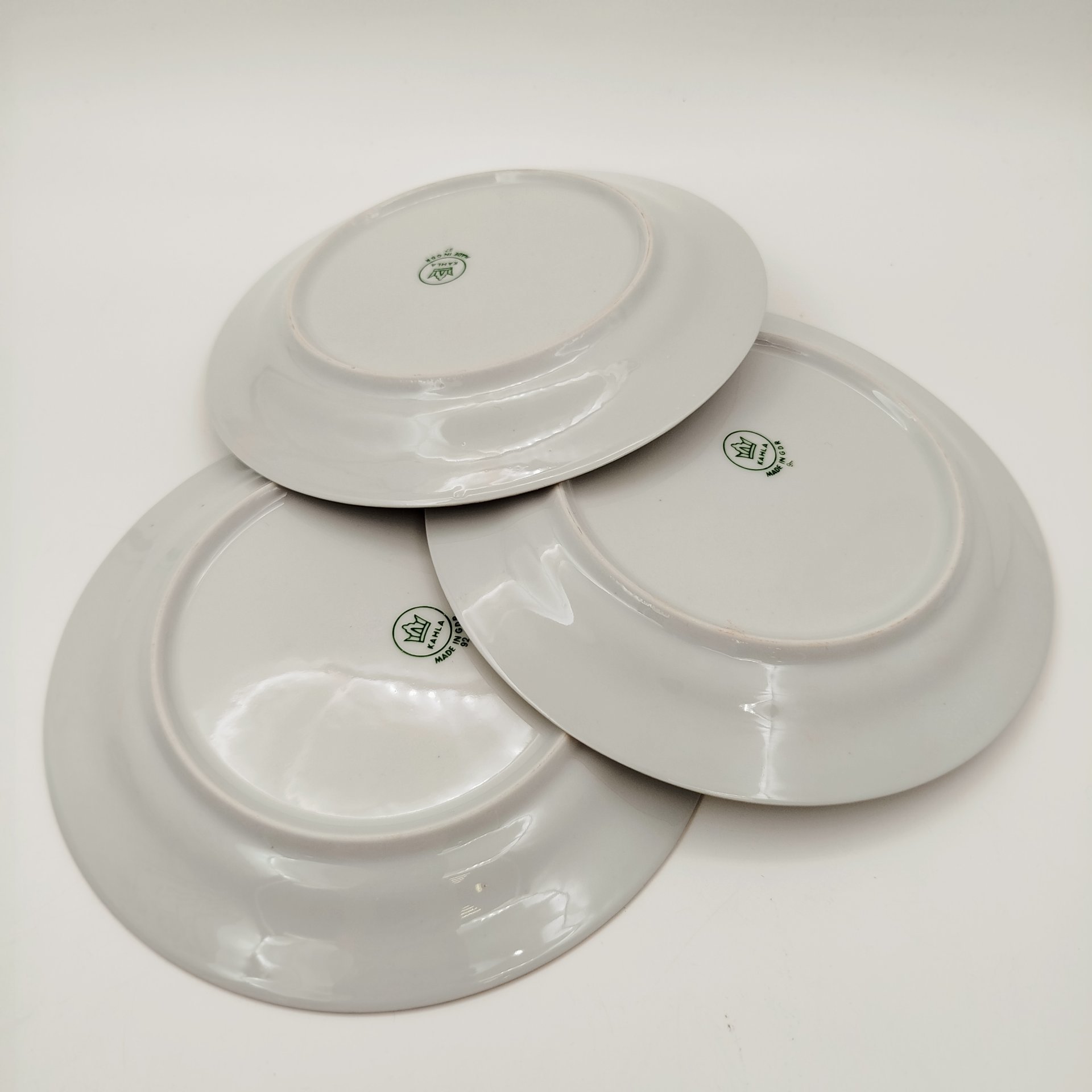 Набор из шести десертных тарелок с цветочным декором (в коробке), фарфор, деколь, золочение, Kahla, ГДР, 1960-1990 гг.