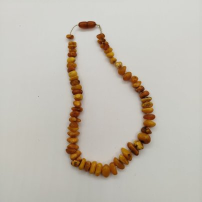 Бусы винтажные с бусинами различных форм, янтарь, ткань, СССР, 1970-1990 гг.