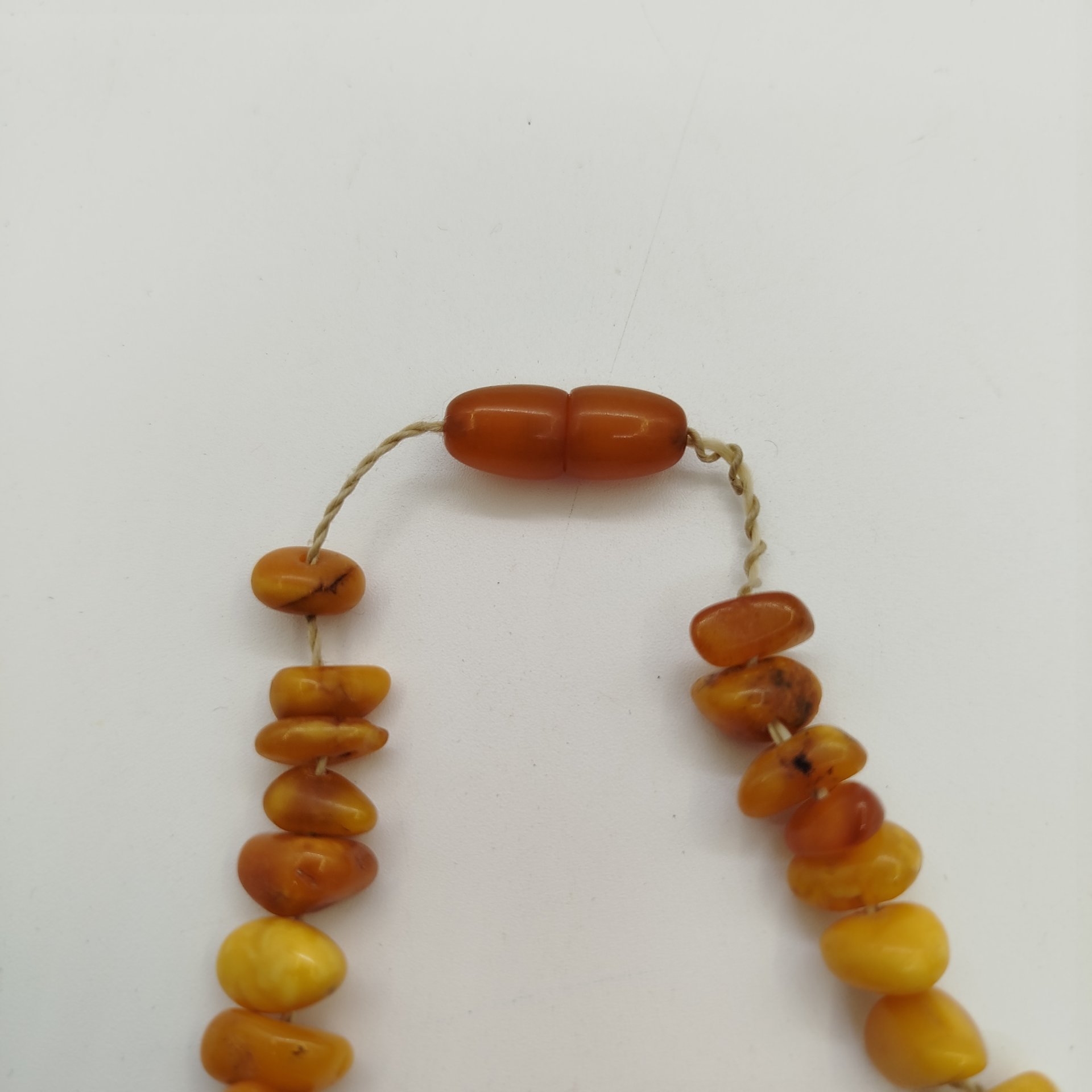 Бусы винтажные с бусинами различных форм, янтарь, ткань, СССР, 1970-1990 гг.