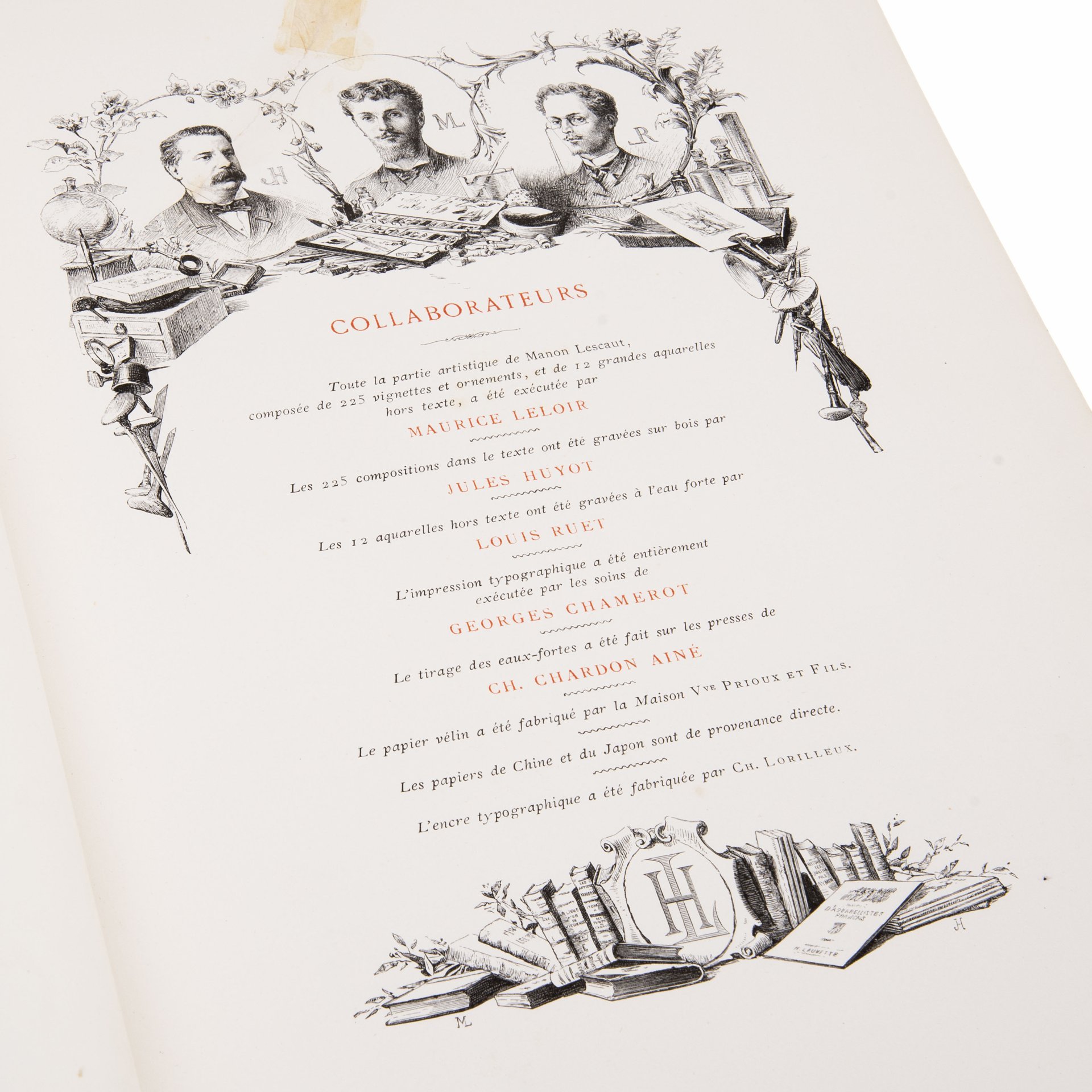 Книга "L`abbe Prevost “Histoire de Manon Lescaut et du chevalier des Grieuх" на французском языке (Антуан Франсуа Прево "История Манон Леско и кавалера де Грие"), бумага, печать, офорт, золочение, кожа, тиснение, обрез с золочением, Libraire Artistique - H. Launette, Editeur, Франция, 1885 г., Издательство «Librairie Artistique H. Launette»