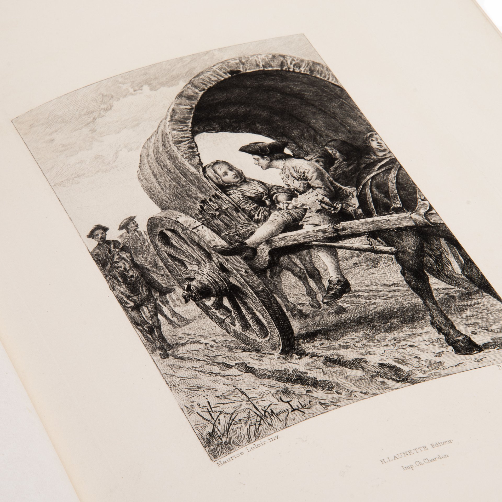 Книга "L`abbe Prevost “Histoire de Manon Lescaut et du chevalier des Grieuх" на французском языке (Антуан Франсуа Прево "История Манон Леско и кавалера де Грие"), бумага, печать, офорт, золочение, кожа, тиснение, обрез с золочением, Libraire Artistique - H. Launette, Editeur, Франция, 1885 г., Издательство «Librairie Artistique H. Launette»